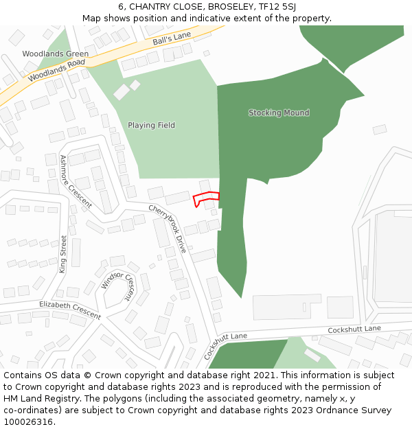 6, CHANTRY CLOSE, BROSELEY, TF12 5SJ: Location map and indicative extent of plot