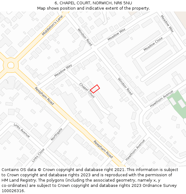 6, CHAPEL COURT, NORWICH, NR6 5NU: Location map and indicative extent of plot