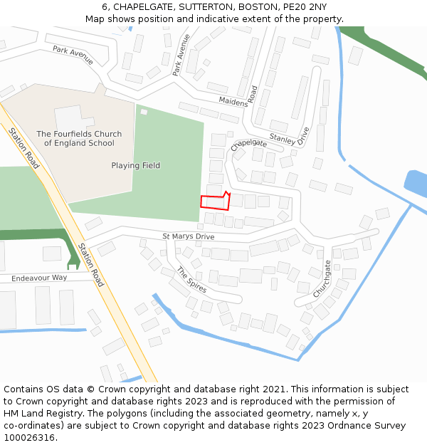 6, CHAPELGATE, SUTTERTON, BOSTON, PE20 2NY: Location map and indicative extent of plot
