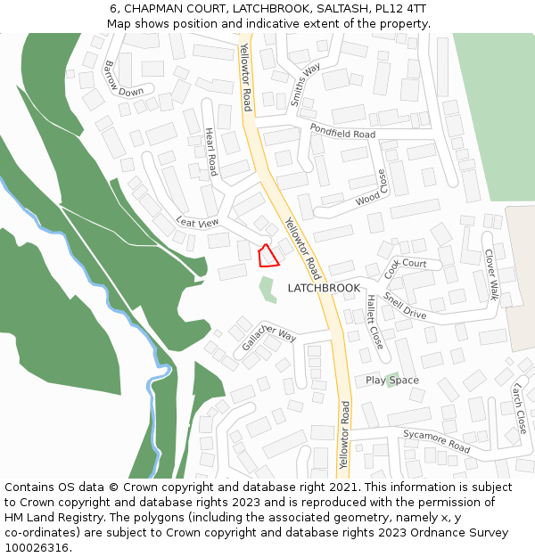 6, CHAPMAN COURT, LATCHBROOK, SALTASH, PL12 4TT: Location map and indicative extent of plot
