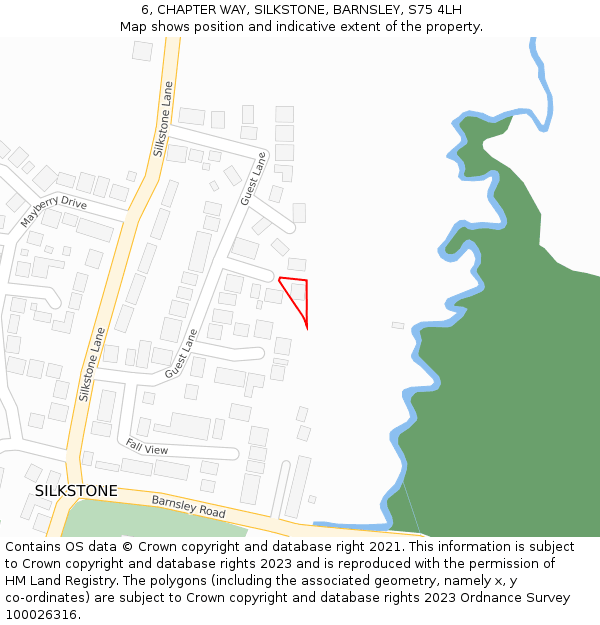 6, CHAPTER WAY, SILKSTONE, BARNSLEY, S75 4LH: Location map and indicative extent of plot