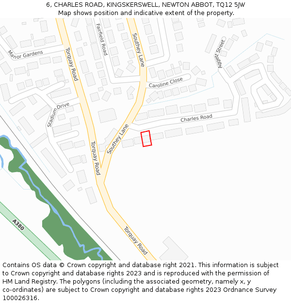 6, CHARLES ROAD, KINGSKERSWELL, NEWTON ABBOT, TQ12 5JW: Location map and indicative extent of plot