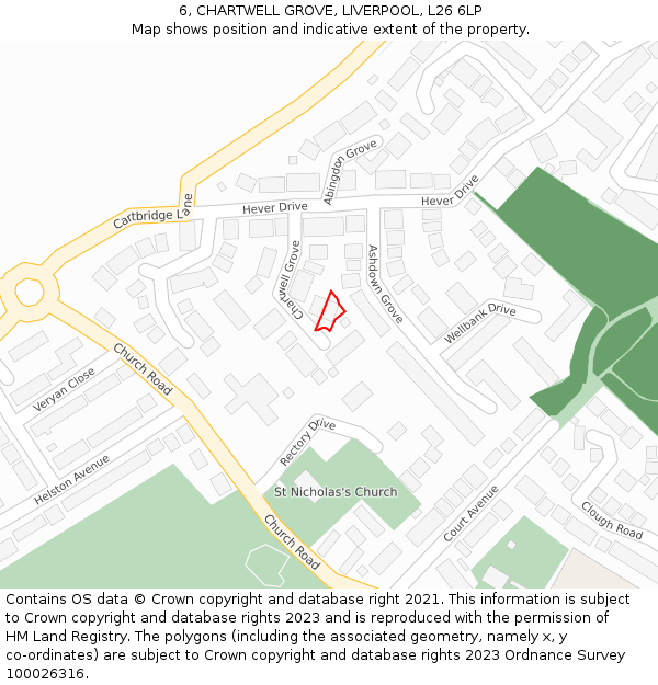 6, CHARTWELL GROVE, LIVERPOOL, L26 6LP: Location map and indicative extent of plot