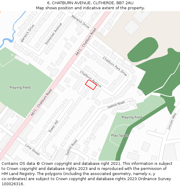 6, CHATBURN AVENUE, CLITHEROE, BB7 2AU: Location map and indicative extent of plot