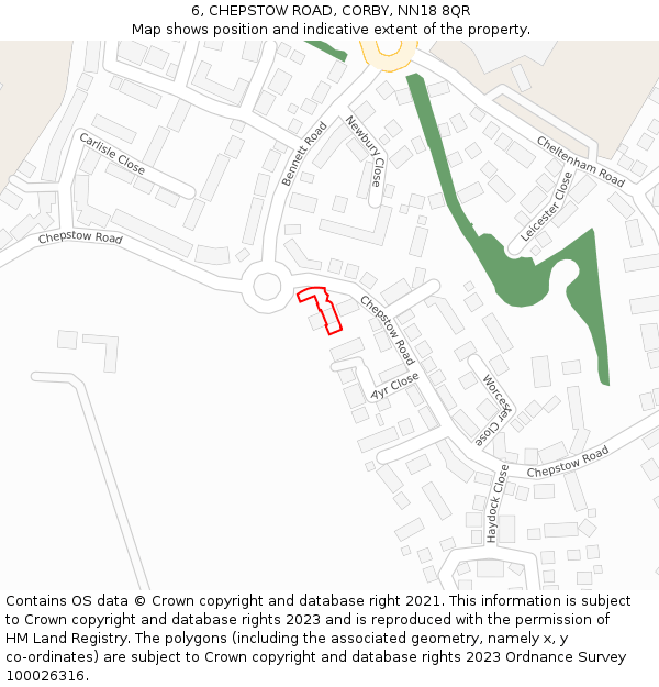 6, CHEPSTOW ROAD, CORBY, NN18 8QR: Location map and indicative extent of plot
