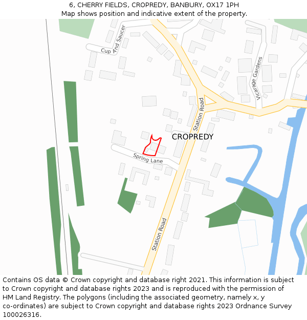 6, CHERRY FIELDS, CROPREDY, BANBURY, OX17 1PH: Location map and indicative extent of plot