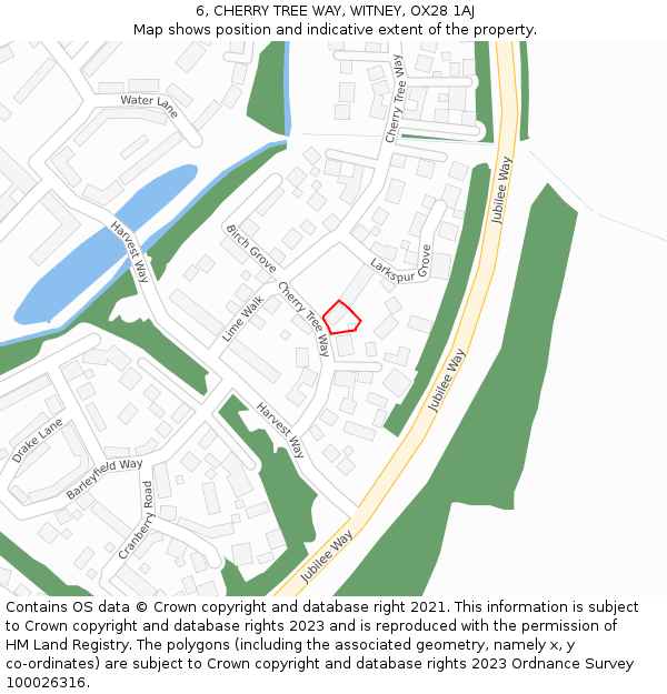 6, CHERRY TREE WAY, WITNEY, OX28 1AJ: Location map and indicative extent of plot