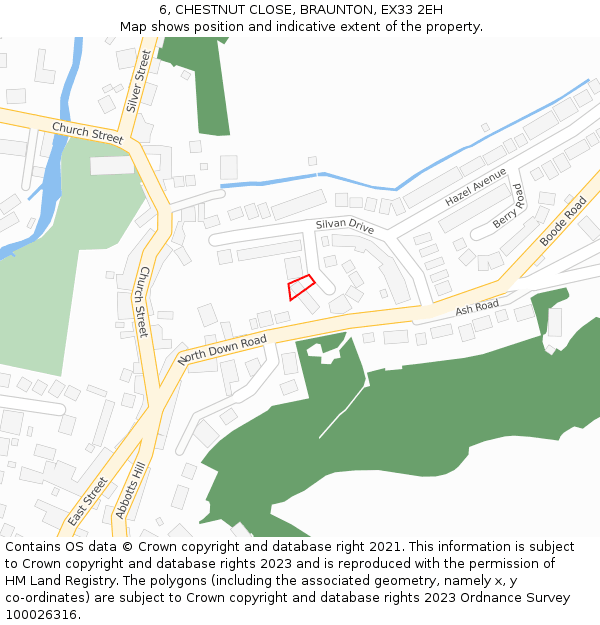 6, CHESTNUT CLOSE, BRAUNTON, EX33 2EH: Location map and indicative extent of plot