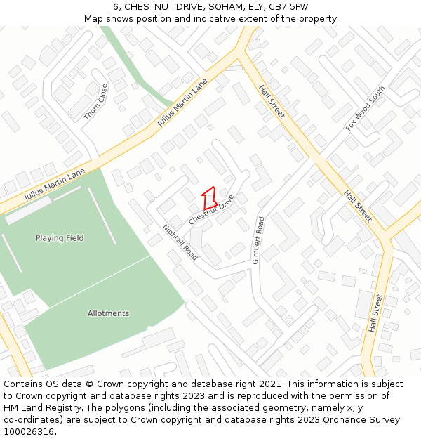 6, CHESTNUT DRIVE, SOHAM, ELY, CB7 5FW: Location map and indicative extent of plot