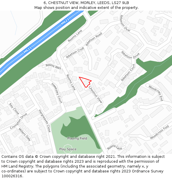 6, CHESTNUT VIEW, MORLEY, LEEDS, LS27 9LB: Location map and indicative extent of plot
