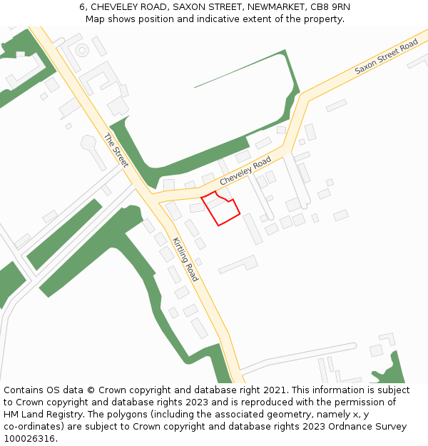 6, CHEVELEY ROAD, SAXON STREET, NEWMARKET, CB8 9RN: Location map and indicative extent of plot