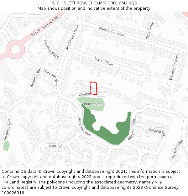6, CHISLETT ROW, CHELMSFORD, CM2 9QS: Location map and indicative extent of plot