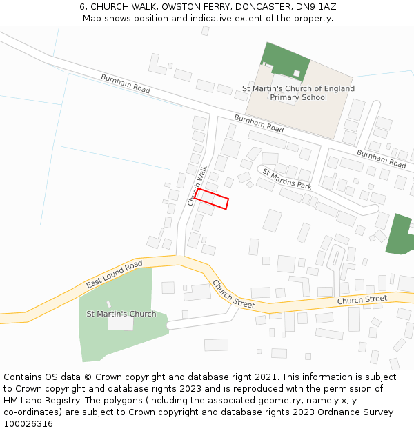 6, CHURCH WALK, OWSTON FERRY, DONCASTER, DN9 1AZ: Location map and indicative extent of plot