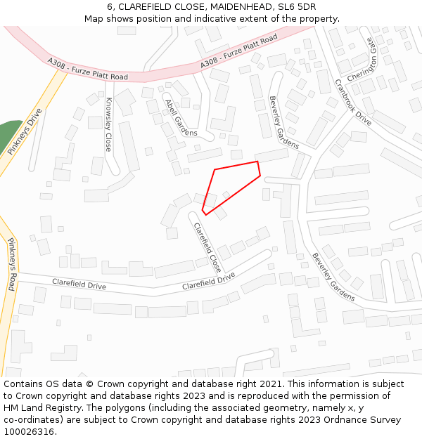 6, CLAREFIELD CLOSE, MAIDENHEAD, SL6 5DR: Location map and indicative extent of plot
