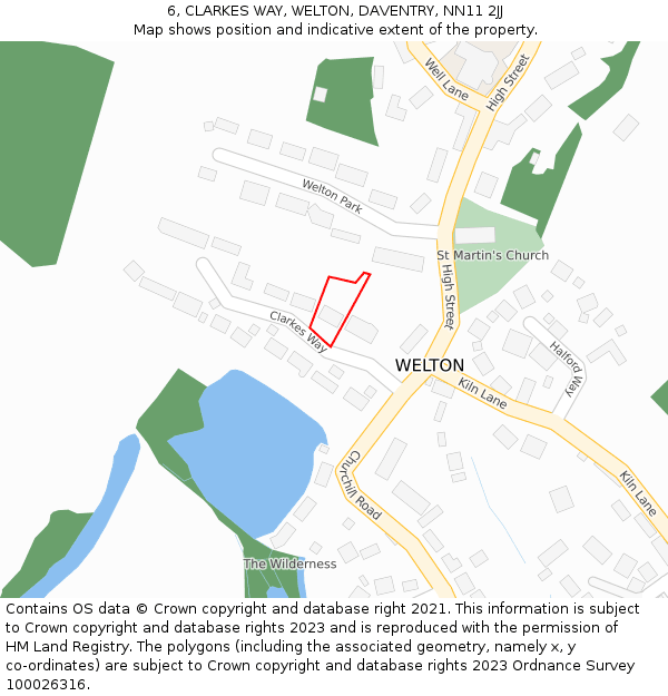 6, CLARKES WAY, WELTON, DAVENTRY, NN11 2JJ: Location map and indicative extent of plot