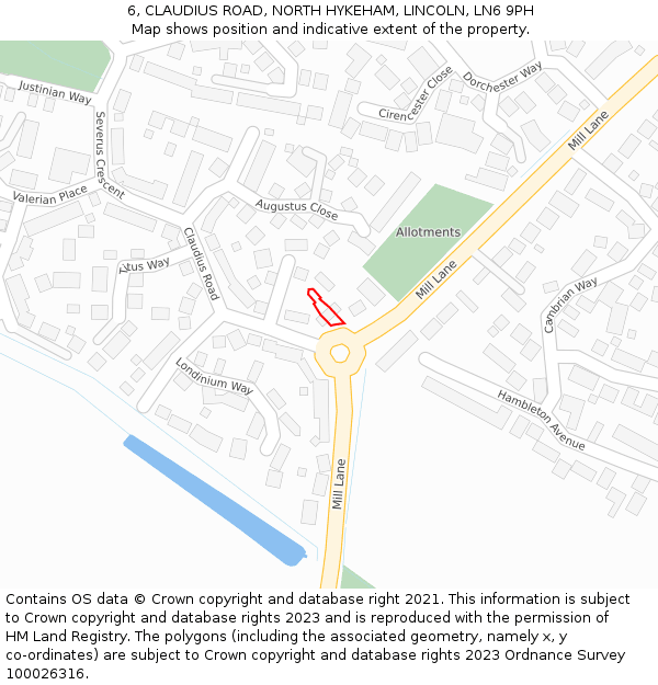 6, CLAUDIUS ROAD, NORTH HYKEHAM, LINCOLN, LN6 9PH: Location map and indicative extent of plot