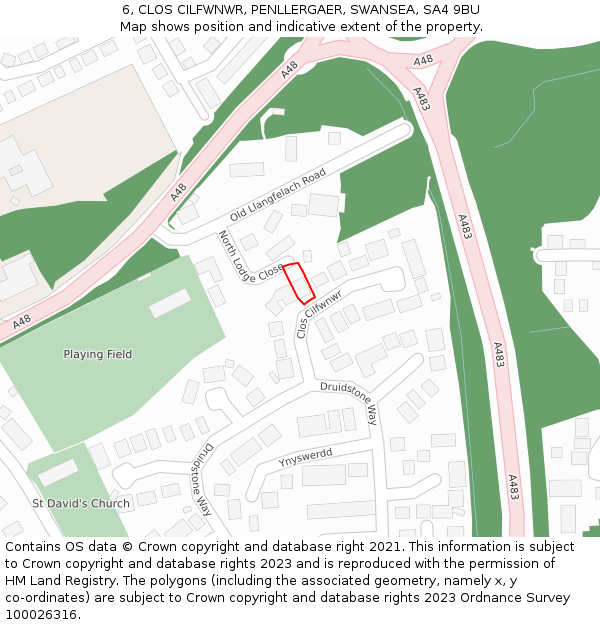 6, CLOS CILFWNWR, PENLLERGAER, SWANSEA, SA4 9BU: Location map and indicative extent of plot