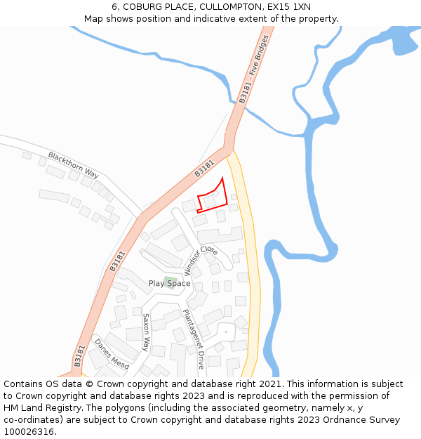 6, COBURG PLACE, CULLOMPTON, EX15 1XN: Location map and indicative extent of plot