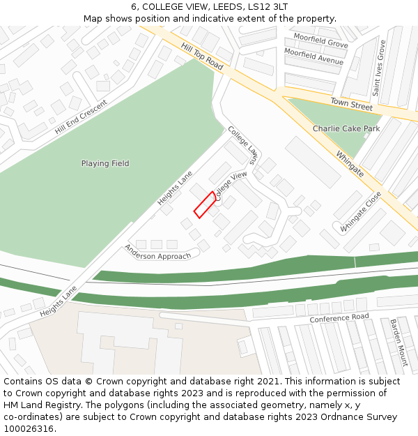 6, COLLEGE VIEW, LEEDS, LS12 3LT: Location map and indicative extent of plot