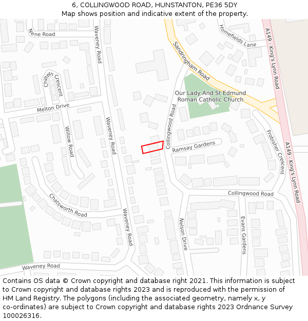 6, COLLINGWOOD ROAD, HUNSTANTON, PE36 5DY: Location map and indicative extent of plot