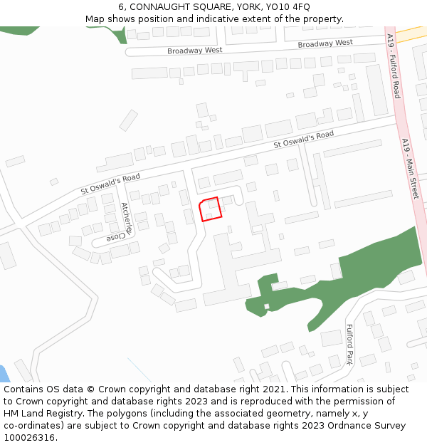 6, CONNAUGHT SQUARE, YORK, YO10 4FQ: Location map and indicative extent of plot
