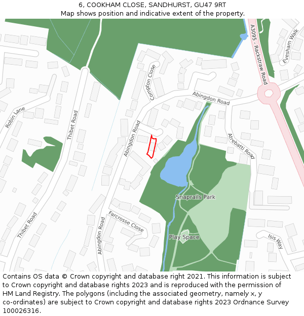 6, COOKHAM CLOSE, SANDHURST, GU47 9RT: Location map and indicative extent of plot