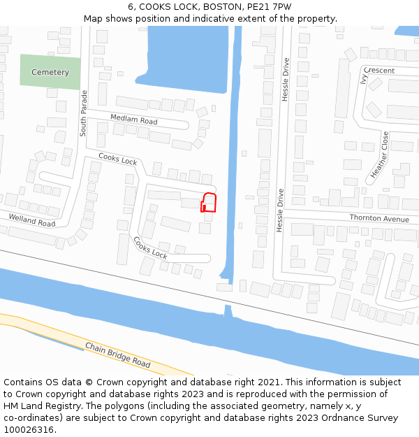 6, COOKS LOCK, BOSTON, PE21 7PW: Location map and indicative extent of plot