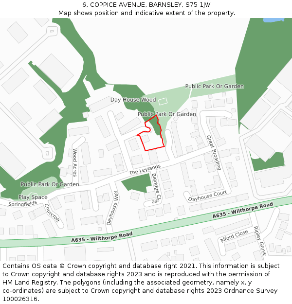 6, COPPICE AVENUE, BARNSLEY, S75 1JW: Location map and indicative extent of plot