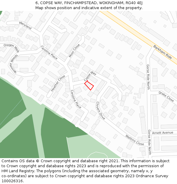 6, COPSE WAY, FINCHAMPSTEAD, WOKINGHAM, RG40 4EJ: Location map and indicative extent of plot