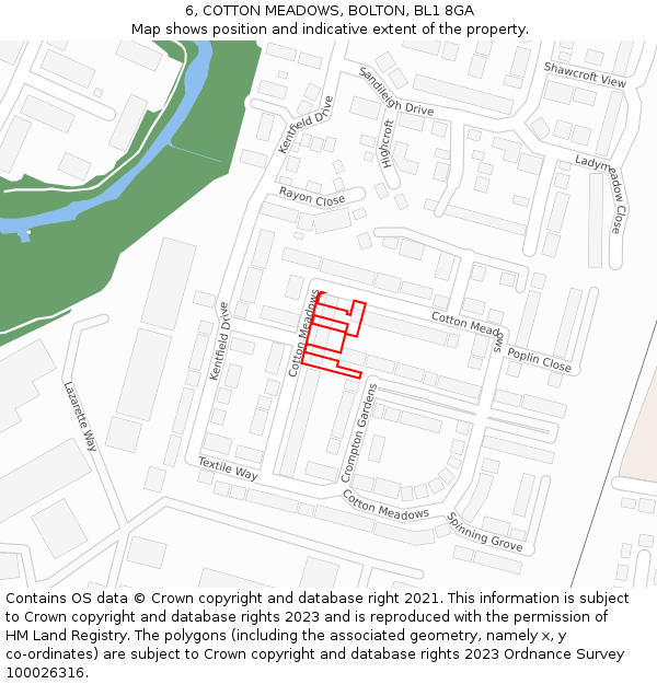 6, COTTON MEADOWS, BOLTON, BL1 8GA: Location map and indicative extent of plot