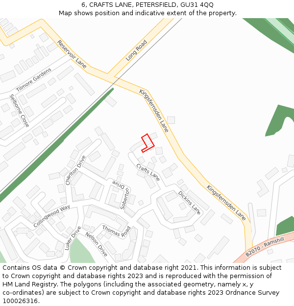 6, CRAFTS LANE, PETERSFIELD, GU31 4QQ: Location map and indicative extent of plot