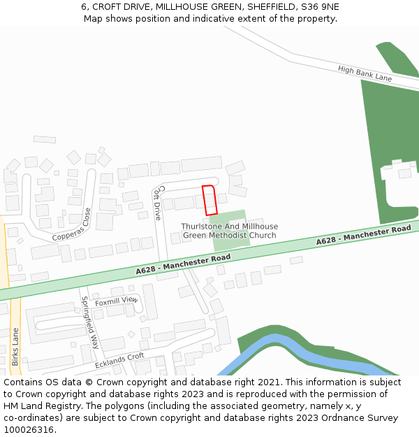 6, CROFT DRIVE, MILLHOUSE GREEN, SHEFFIELD, S36 9NE: Location map and indicative extent of plot