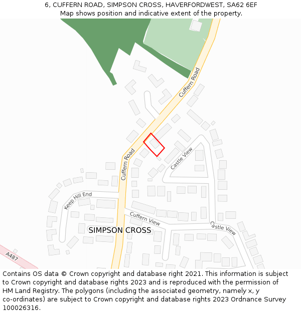 6, CUFFERN ROAD, SIMPSON CROSS, HAVERFORDWEST, SA62 6EF: Location map and indicative extent of plot