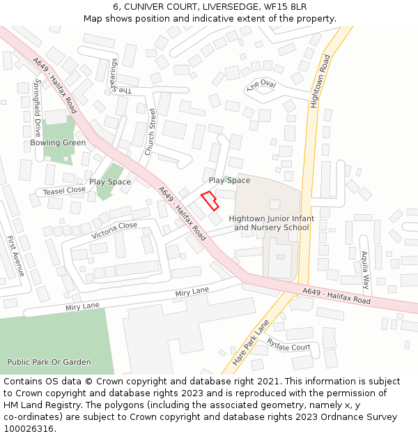 6, CUNIVER COURT, LIVERSEDGE, WF15 8LR: Location map and indicative extent of plot