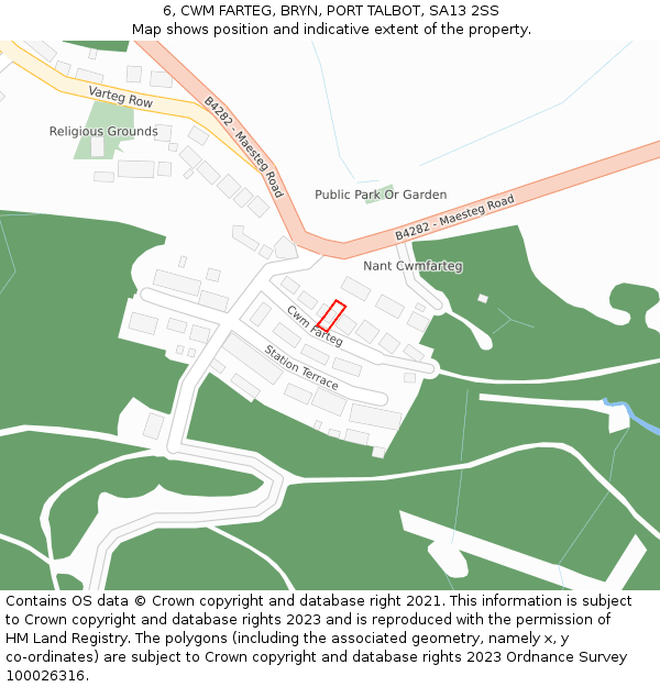 6, CWM FARTEG, BRYN, PORT TALBOT, SA13 2SS: Location map and indicative extent of plot