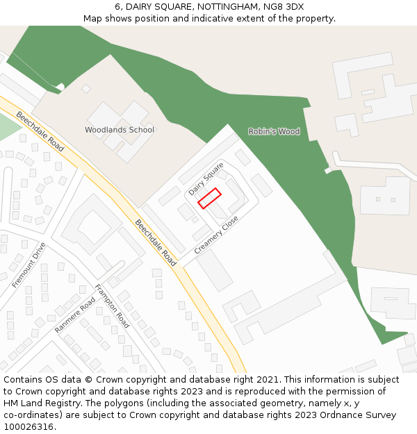 6, DAIRY SQUARE, NOTTINGHAM, NG8 3DX: Location map and indicative extent of plot