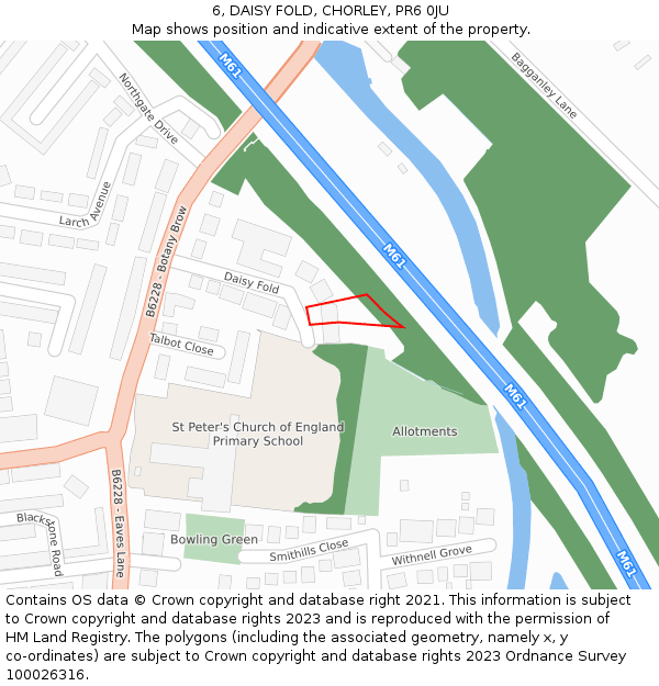 6, DAISY FOLD, CHORLEY, PR6 0JU: Location map and indicative extent of plot