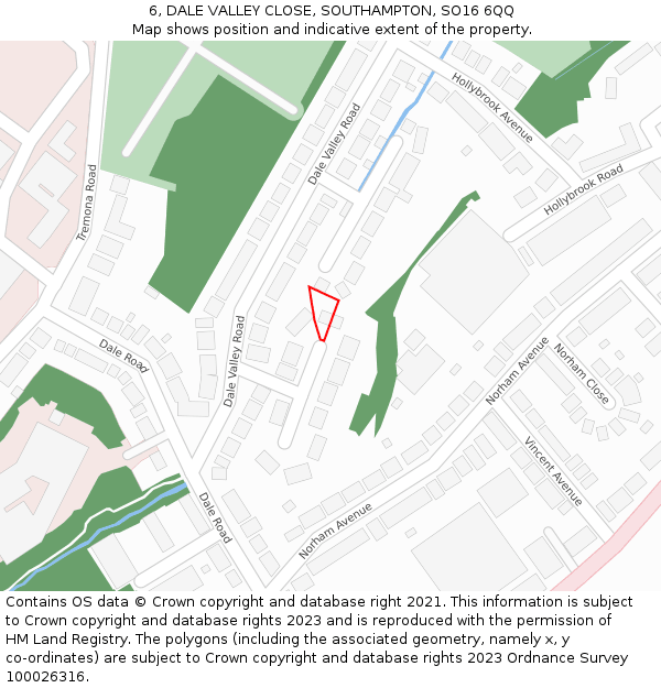 6, DALE VALLEY CLOSE, SOUTHAMPTON, SO16 6QQ: Location map and indicative extent of plot