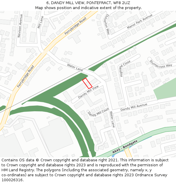 6, DANDY MILL VIEW, PONTEFRACT, WF8 2UZ: Location map and indicative extent of plot