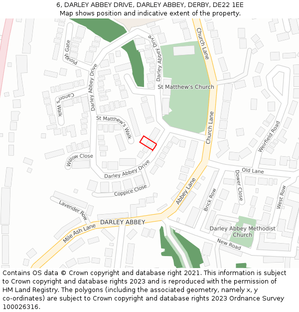 6, DARLEY ABBEY DRIVE, DARLEY ABBEY, DERBY, DE22 1EE: Location map and indicative extent of plot