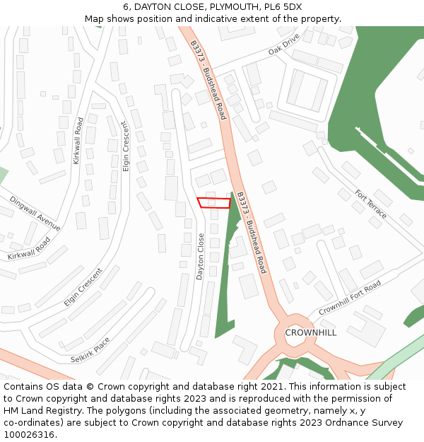 6, DAYTON CLOSE, PLYMOUTH, PL6 5DX: Location map and indicative extent of plot