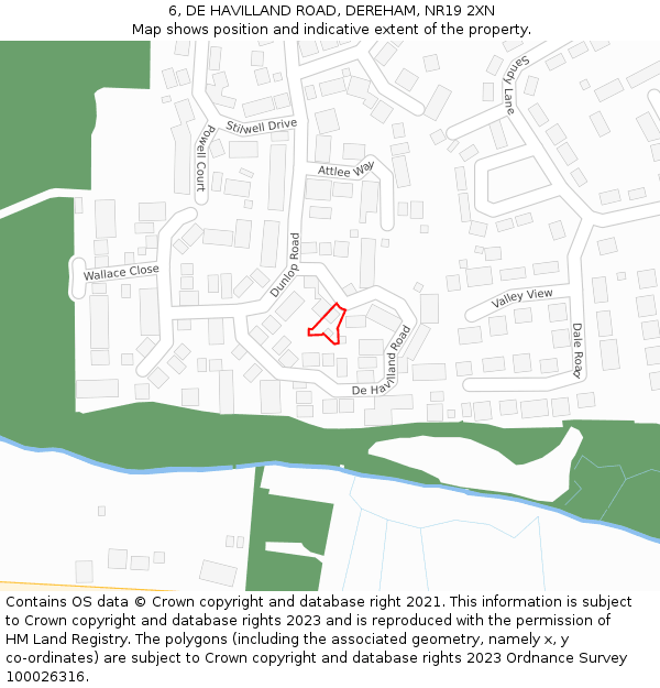 6, DE HAVILLAND ROAD, DEREHAM, NR19 2XN: Location map and indicative extent of plot