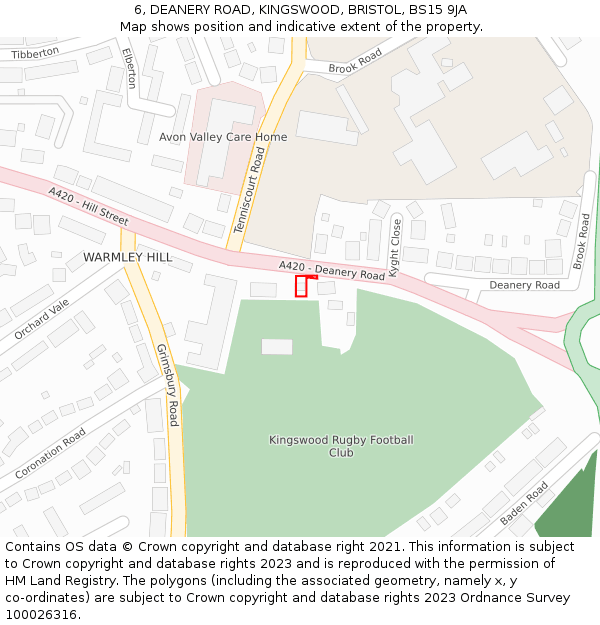 6, DEANERY ROAD, KINGSWOOD, BRISTOL, BS15 9JA: Location map and indicative extent of plot