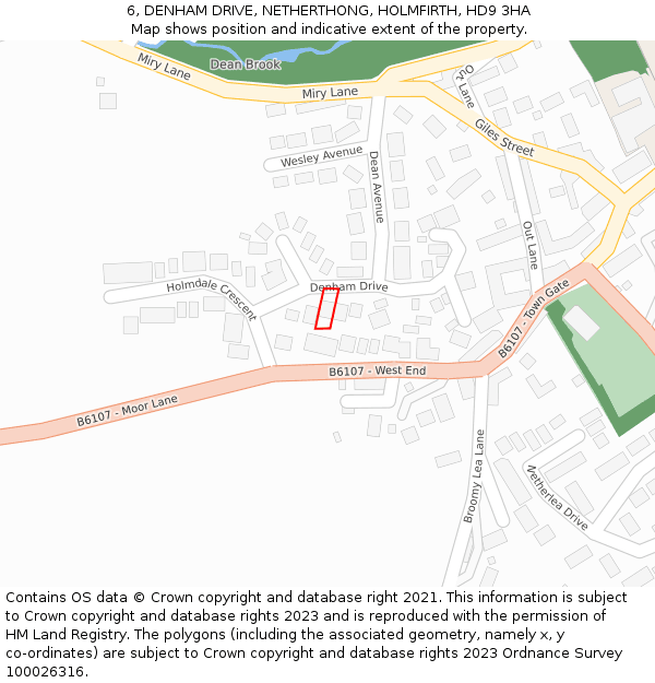 6, DENHAM DRIVE, NETHERTHONG, HOLMFIRTH, HD9 3HA: Location map and indicative extent of plot