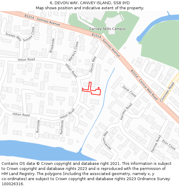 6, DEVON WAY, CANVEY ISLAND, SS8 9YD: Location map and indicative extent of plot