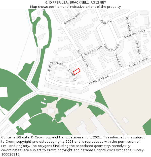 6, DIPPER LEA, BRACKNELL, RG12 8EY: Location map and indicative extent of plot