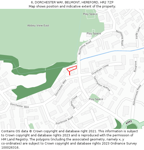 6, DORCHESTER WAY, BELMONT, HEREFORD, HR2 7ZP: Location map and indicative extent of plot
