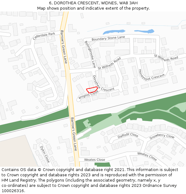 6, DOROTHEA CRESCENT, WIDNES, WA8 3AH: Location map and indicative extent of plot