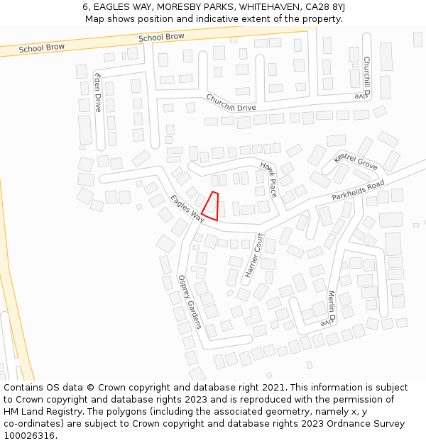 6, EAGLES WAY, MORESBY PARKS, WHITEHAVEN, CA28 8YJ: Location map and indicative extent of plot