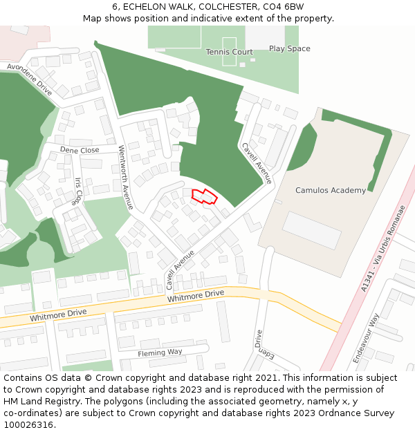 6, ECHELON WALK, COLCHESTER, CO4 6BW: Location map and indicative extent of plot